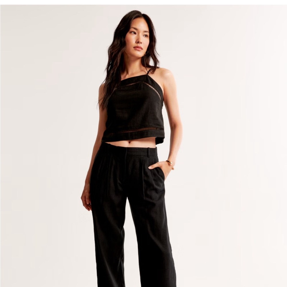 A&F Sloane Low Rise Tailored Linen-Blend Pant